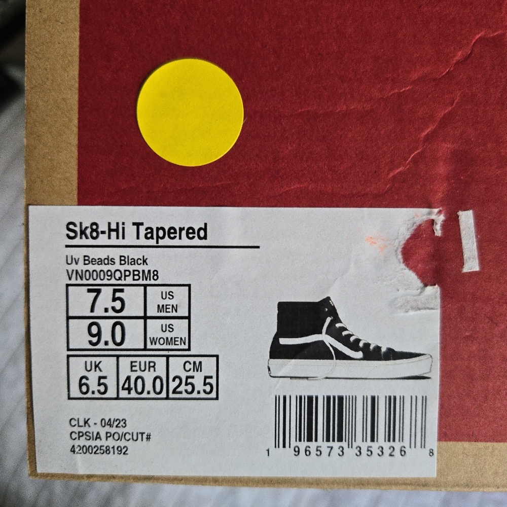 Vans Sk8 Hi Tappered Women Size 9 UV Beads Black Plaid Canvas 012026 - Picture 9 of 9
